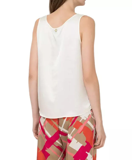 Twinset Sleeveless Silk Blend Cream White Top