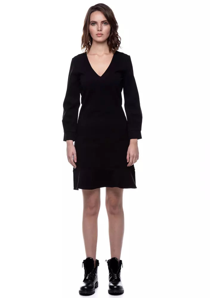 Twinset Elegant Black V-Neck Sheath Dress