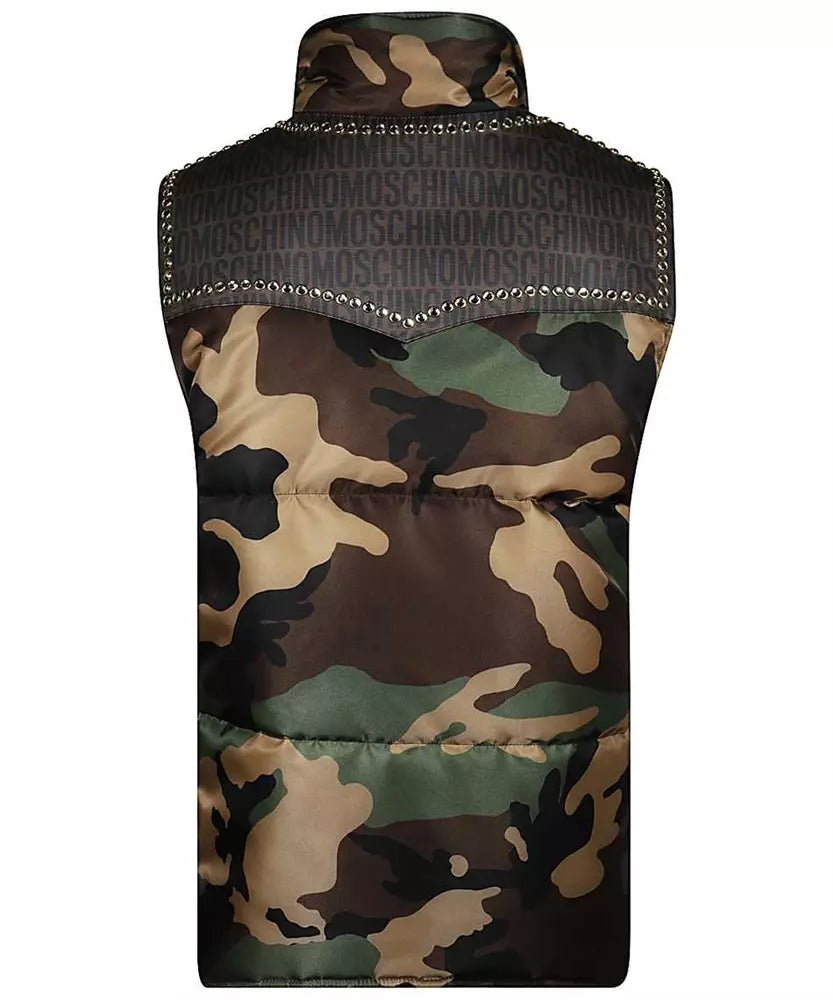 Moschino Couture Army Chic Rhinestone Embellished Vest