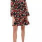 Twinset Multicolor Floral Crepe Midi Dress with Ribbon Waist