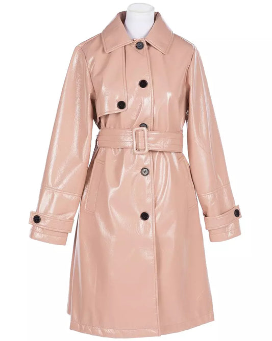 Twinset Elegant Nude Waterproof Trench Coat with Ribbon Belt