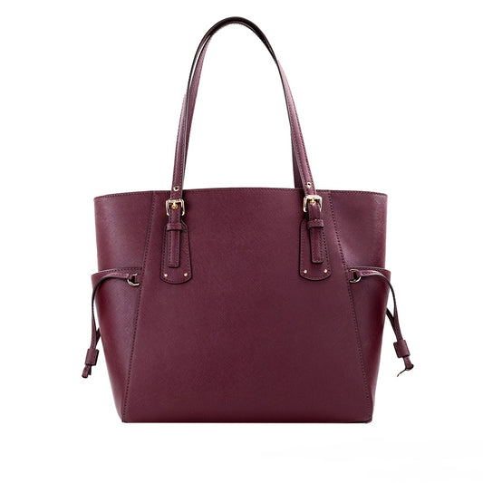 Michael Kors Voyager Large Merlot Saffiano Leather East West Tote Bag Purse