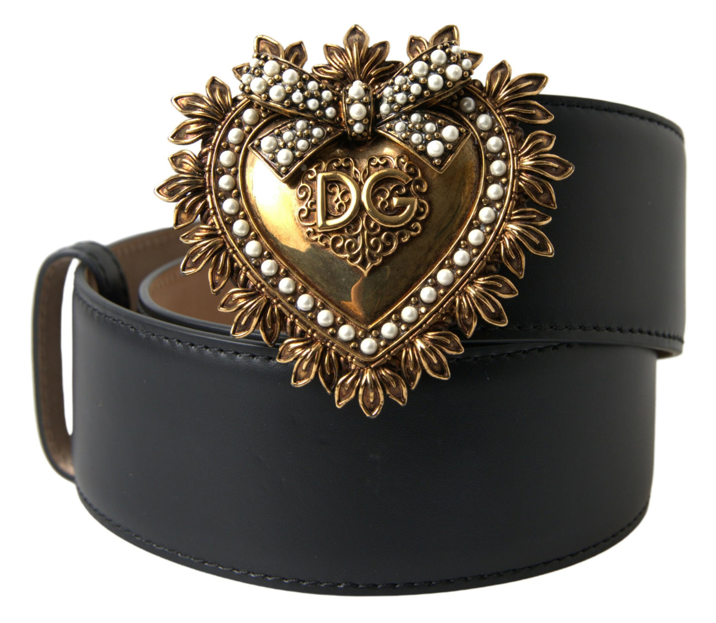 Dolce & Gabbana Elegant Black Leather Devotion Belt