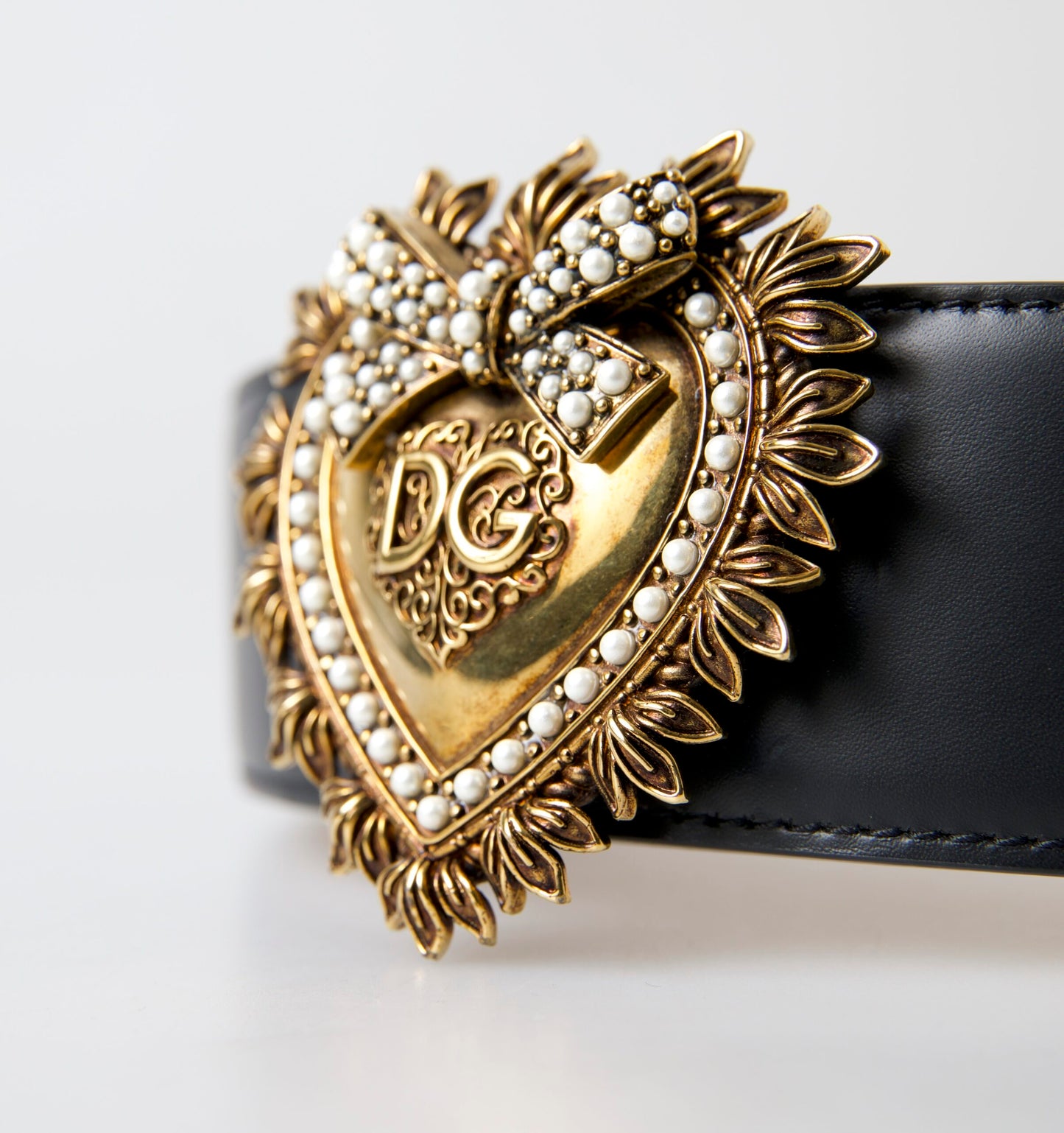 Dolce & Gabbana Elegant Black Leather Devotion Belt