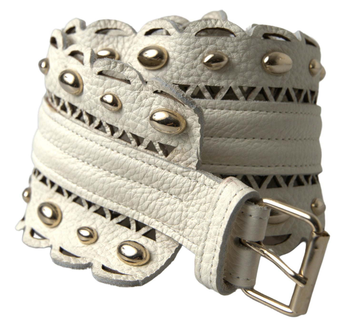 Roberto Cavalli Elegant White Leather Wide Belt