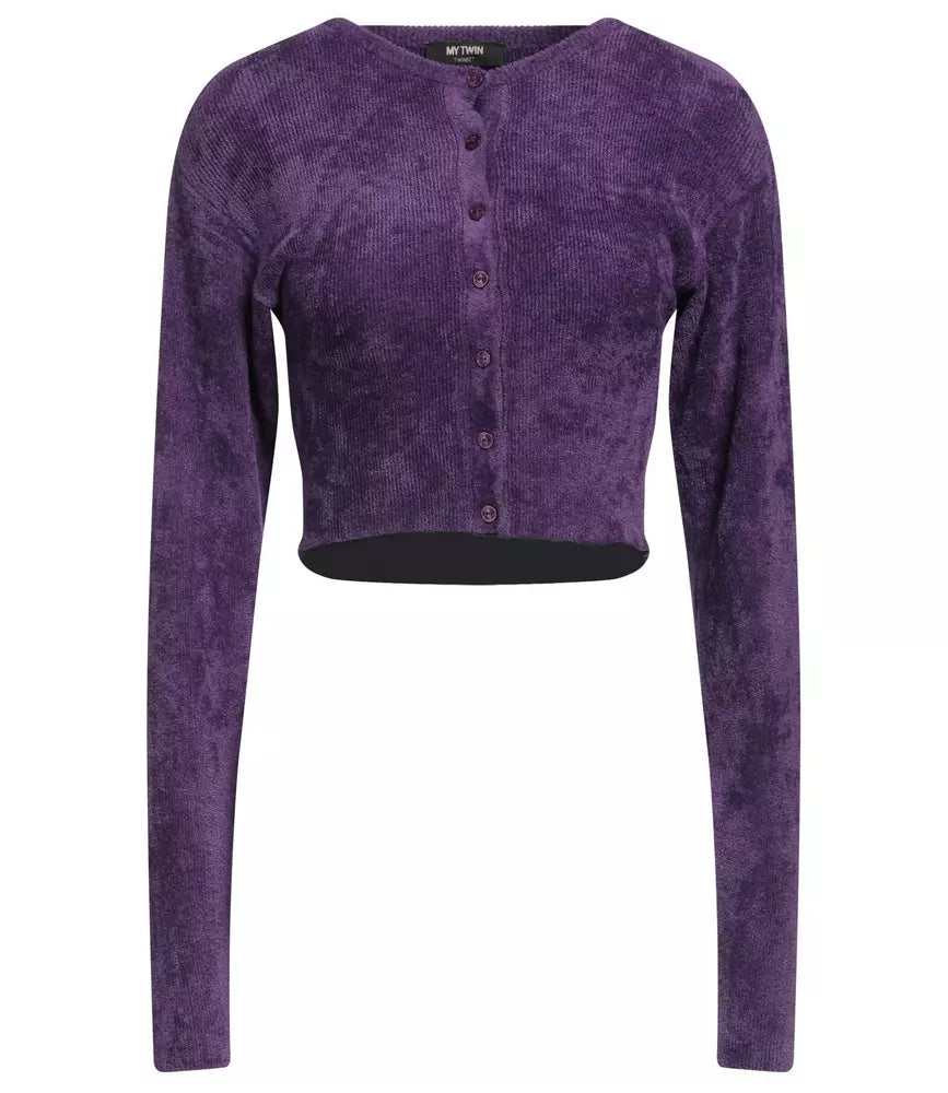 Twinset Elegant Purple Crew-Neck Cardigan