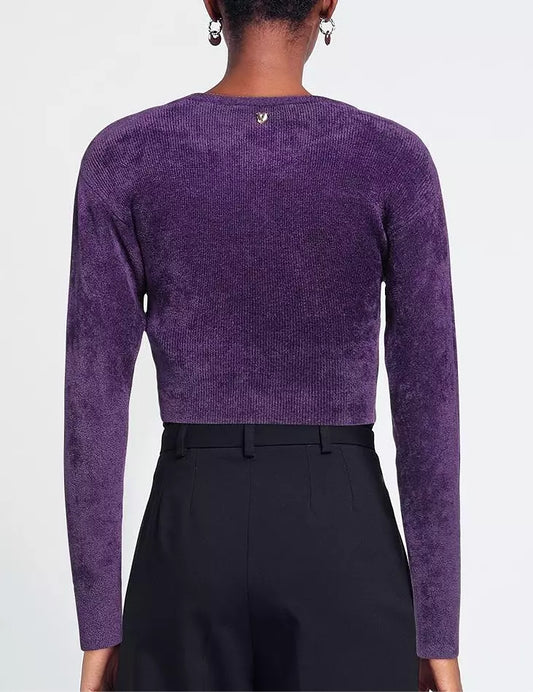 Twinset Elegant Purple Crew-Neck Cardigan