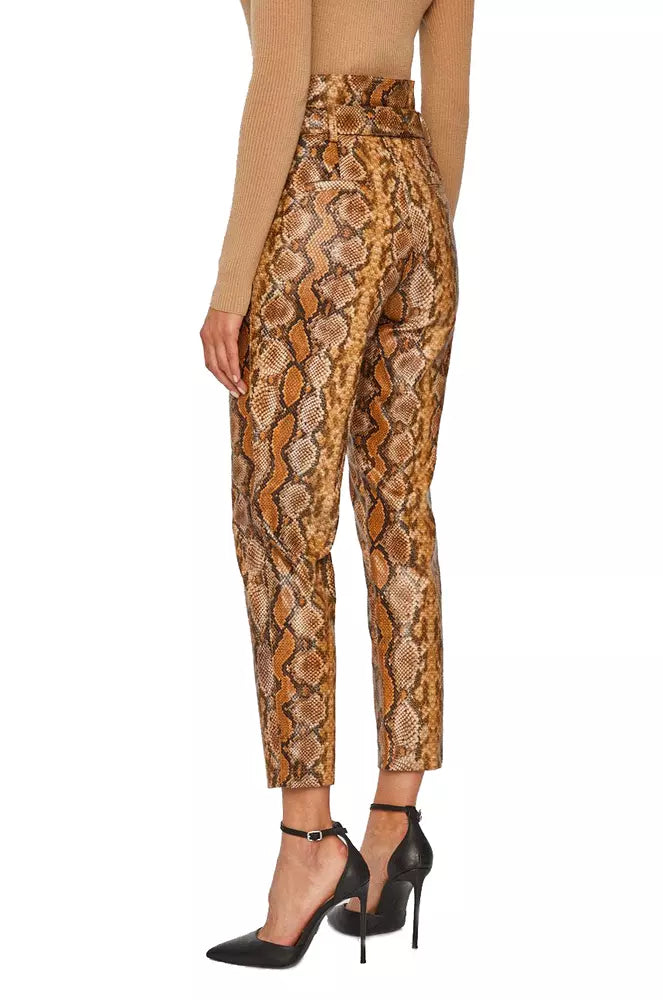 Twinset Chic Python Print Eco-Leather Trousers