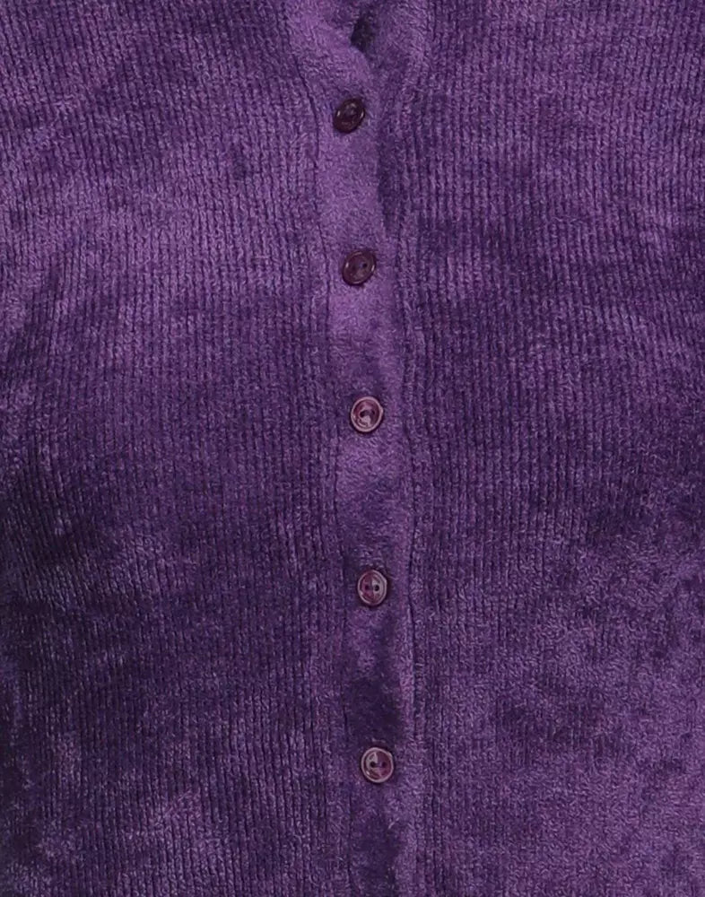 Twinset Elegant Purple Crew-Neck Cardigan