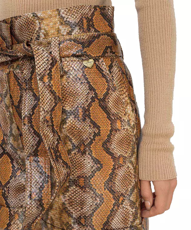 Twinset Python Print Eco-Leather Chic Shorts