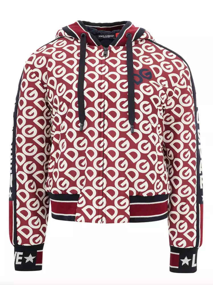 Dolce & Gabbana Elegant Red Hooded Logo Jacket