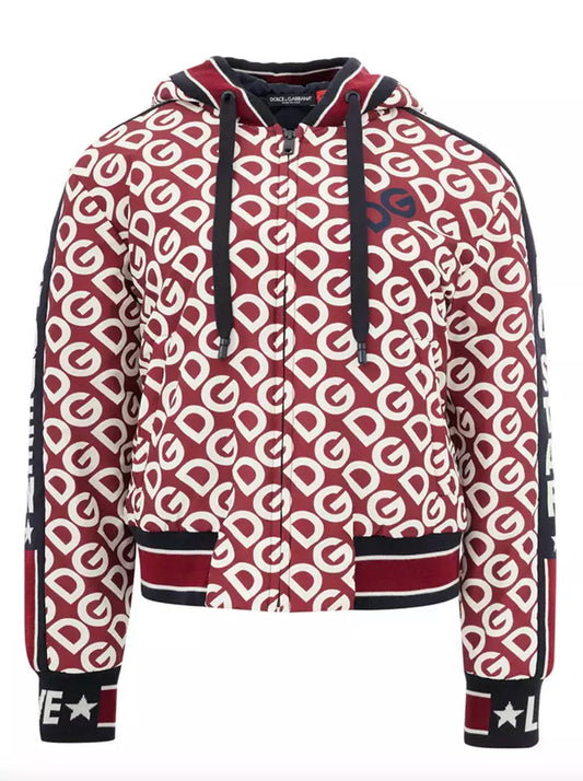 Dolce & Gabbana Elegant Red Hooded Logo Jacket