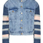 Twinset Chic Striped Sleeve Denim Jacket