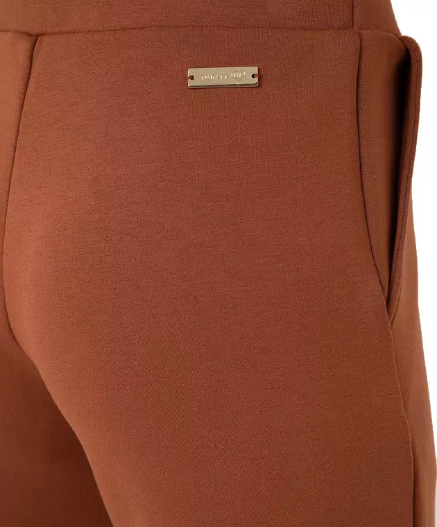 Twinset Chic Brown Stretch Trousers with Side Pockets