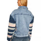 Twinset Chic Striped Sleeve Denim Jacket