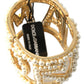 Dolce & Gabbana Elegant Gold Cuff with AMORE & Faux Pearls