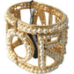 Dolce & Gabbana Elegant Gold Cuff with AMORE & Faux Pearls