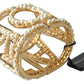 Dolce & Gabbana Elegant Gold Cuff with AMORE & Faux Pearls