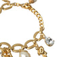 Dolce & Gabbana Elegant Gold Charm Bracelet with Crystals