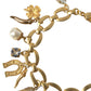 Dolce & Gabbana Elegant Gold Charm Bracelet with Crystals