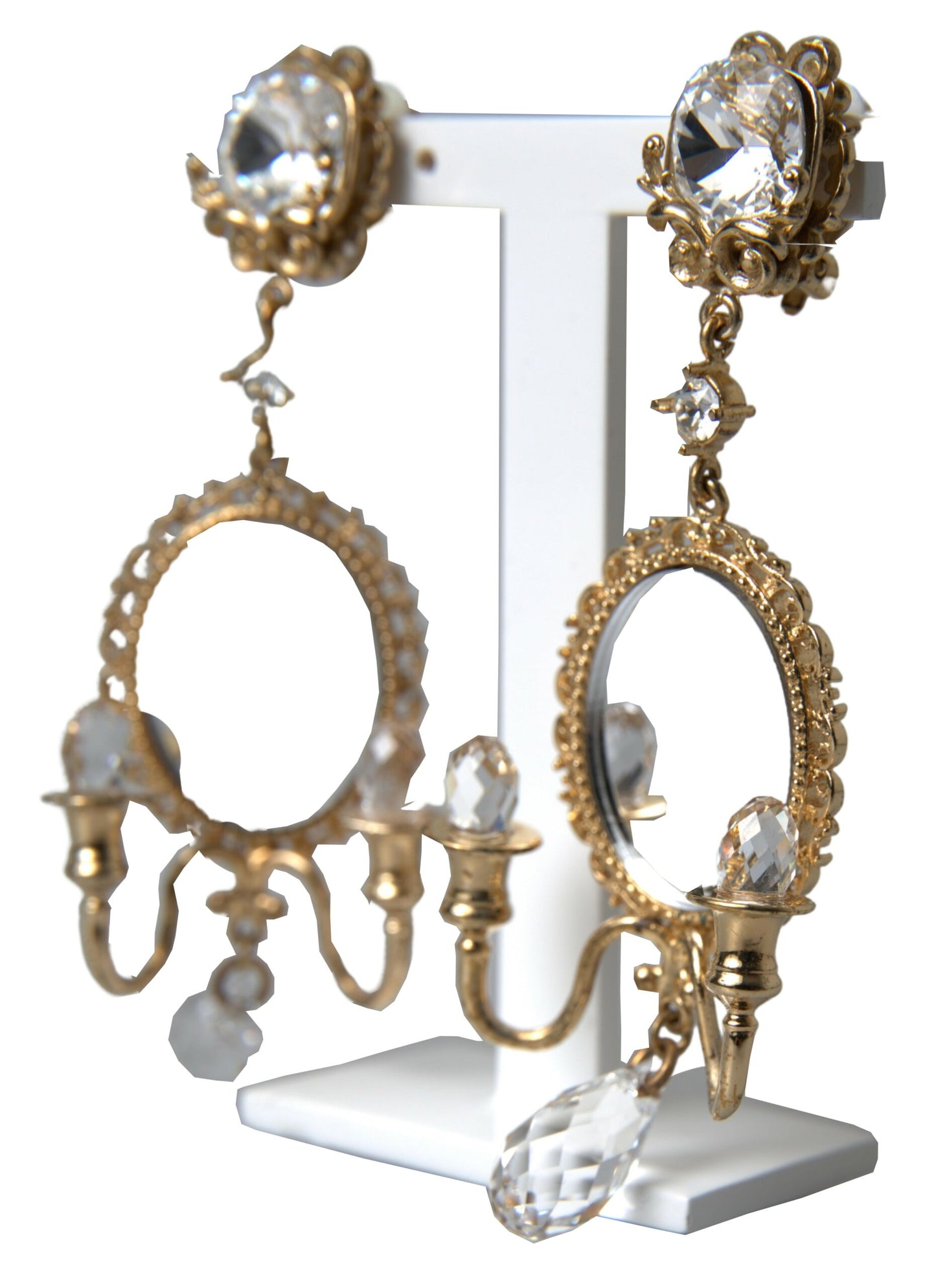 Dolce & Gabbana Gold Plated Mirror Chandelier Earrings