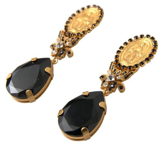 Dolce & Gabbana Gold Votive Crystal Madonna Earrings