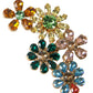 Dolce & Gabbana Multicolor Crystal Floral Dangle Earrings