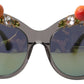 Dolce & Gabbana Chic Gray Crystal Applique Women's Sunglasses