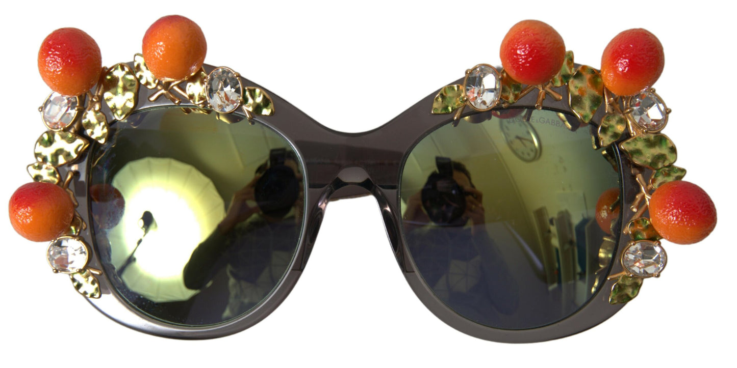 Dolce & Gabbana Chic Gray Crystal Applique Women's Sunglasses