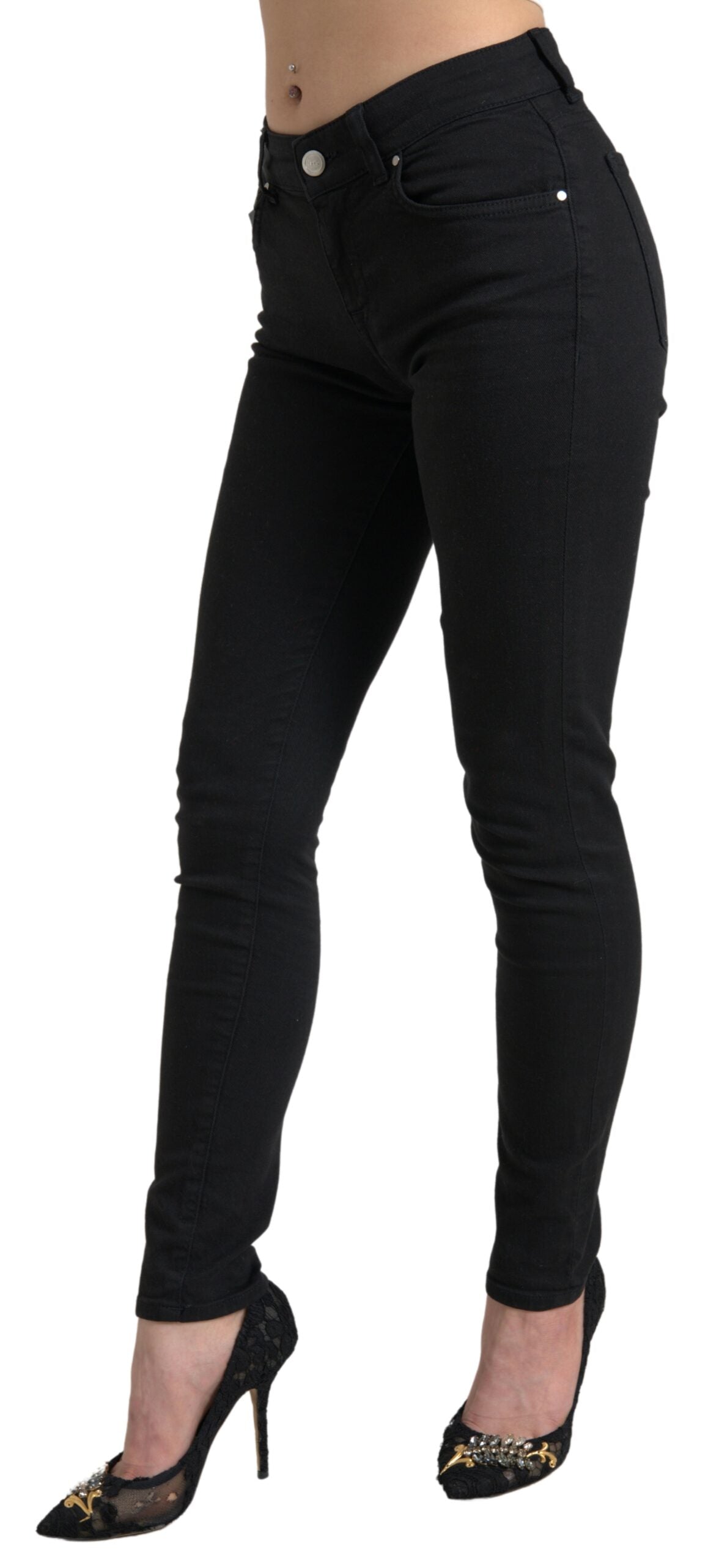 Dolce & Gabbana Chic Black Mid Waist Skinny Jeans