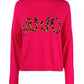 Liu Jo Fuchsia Turtleneck Sweater with Rhinestone Details