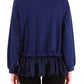 Liu Jo Elegant Blue Satin-Trim Sweatshirt