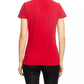 Liu Jo Rhinestone Beaded V-Neck Red Tee