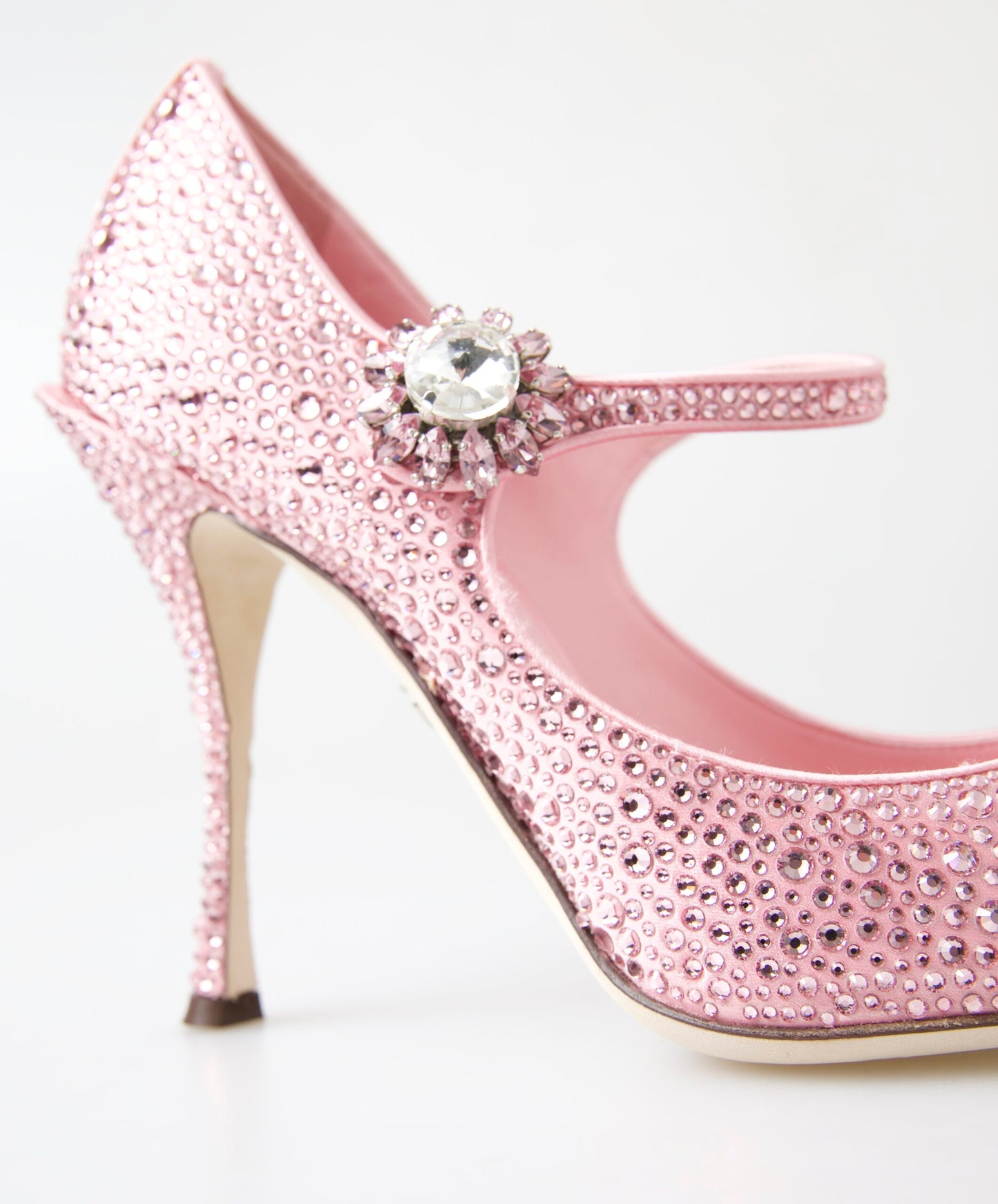 Dolce & Gabbana Pink Crystal Brooch Mary Jane Stilettos