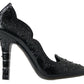 Dolce & Gabbana Elegant Black Crystal Cinderella Pumps