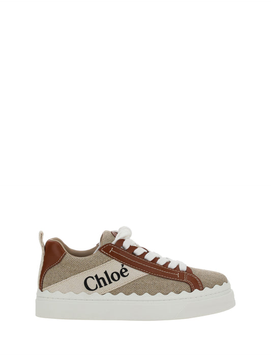 Chloé Exquisite Cotton & Calfskin Lace-Up Sneakers