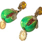 Dolce & Gabbana Green Fig Crystal Dangle Earrings