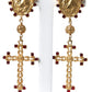 Dolce & Gabbana Regal Gold Cross & Crown Clip Earrings