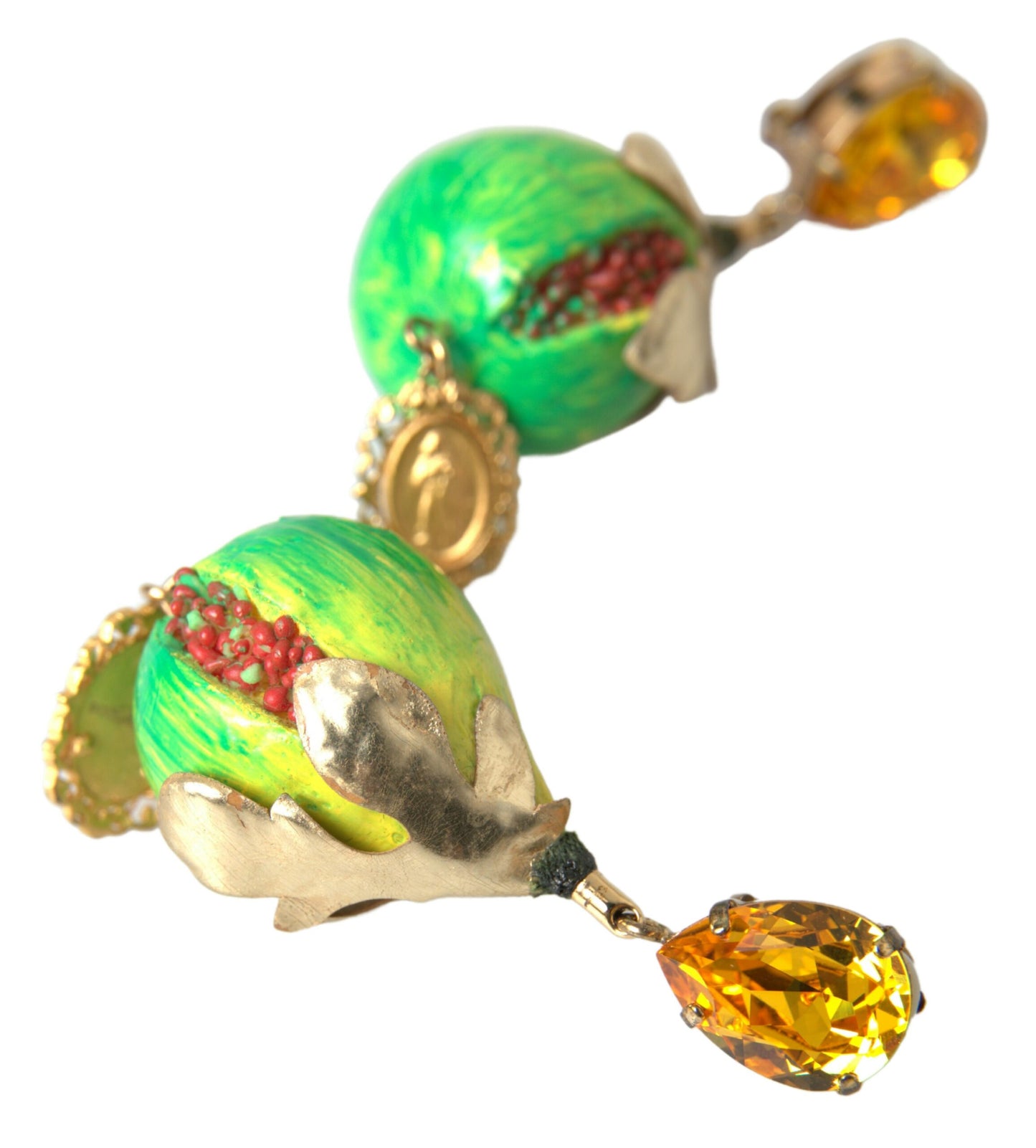 Dolce & Gabbana Green Fig Crystal Dangle Earrings