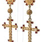 Dolce & Gabbana Regal Gold Cross & Crown Clip Earrings