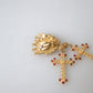 Dolce & Gabbana Regal Gold Cross & Crown Clip Earrings