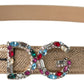 Dolce & Gabbana Gold Leather Crystal-Embellished Women's Belt