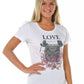 Liu Jo Elegant White Graphic Tee with Rhinestone Accents