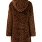 Liu Jo Plush Eco-Fur Coat with Hood in Brown