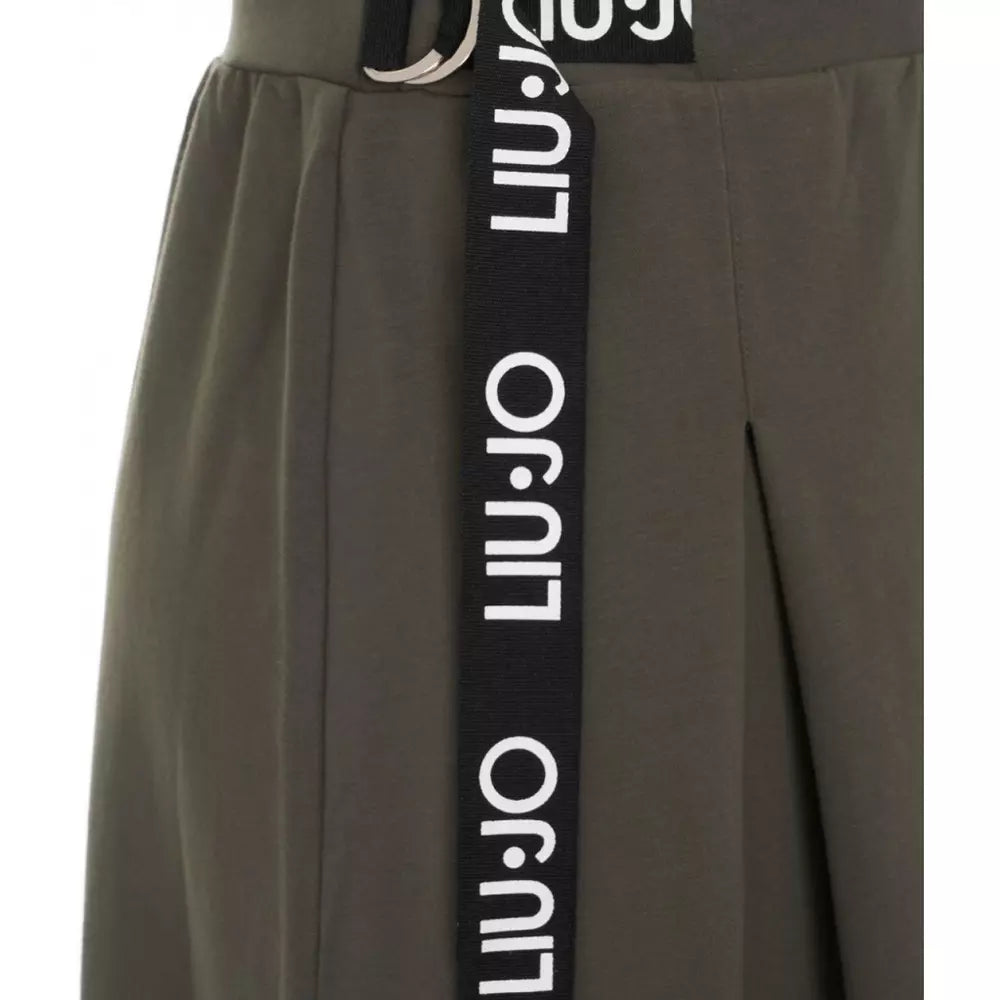 Liu Jo Elegant Cotton Fleece Long Skirt with Logo Detail