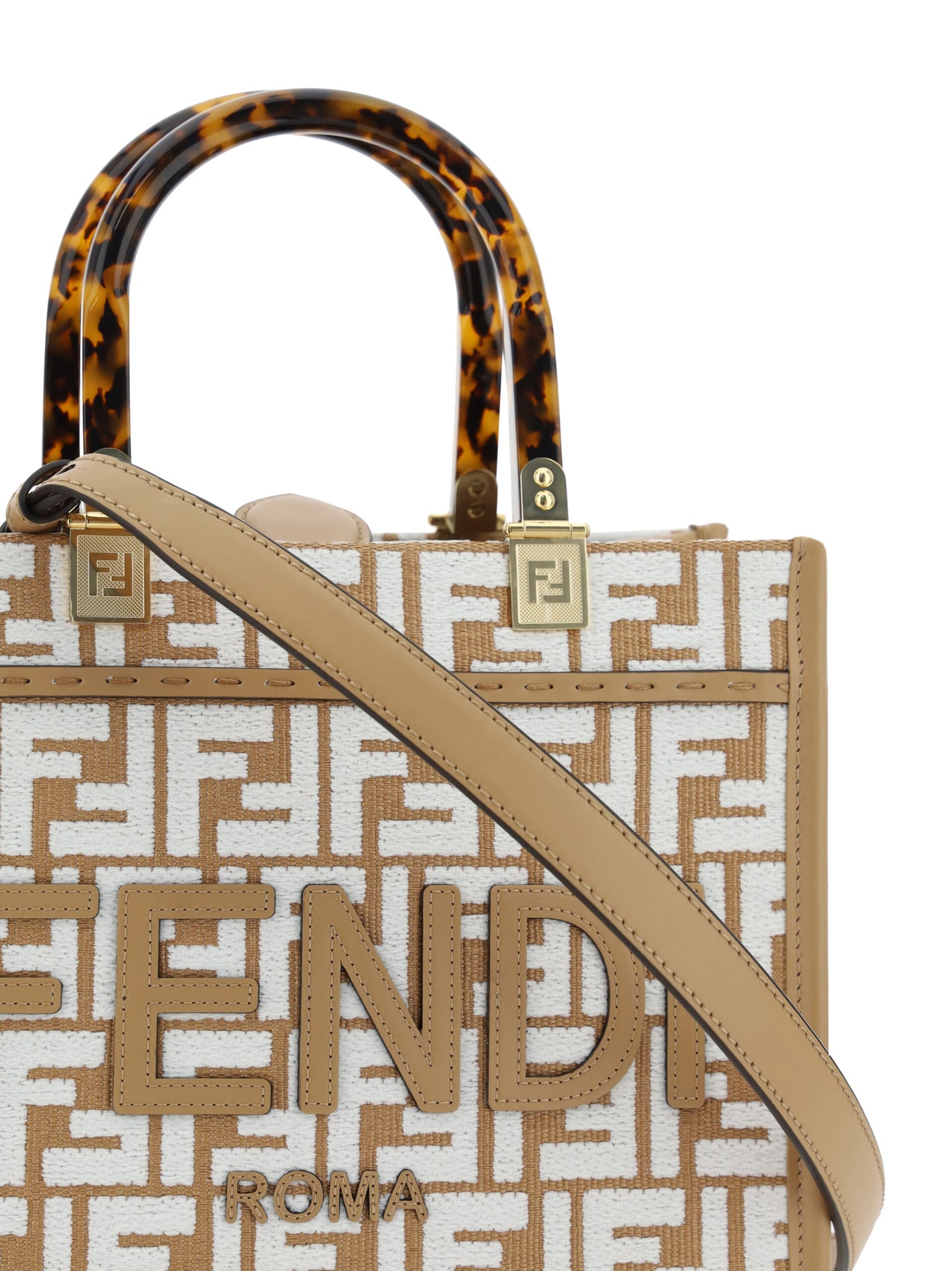 Fendi Chic Beige Sunshine Jacquard Handbag