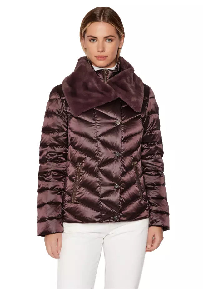 Liu Jo Plush Collar Down Jacket in Purple