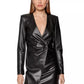 Patrizia Pepe Eco-Leather V-Neck Chic Short Dress