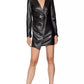 Patrizia Pepe Eco-Leather V-Neck Chic Short Dress