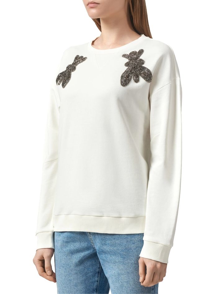 Patrizia Pepe Elegant Rhinestone Cotton Sweatshirt